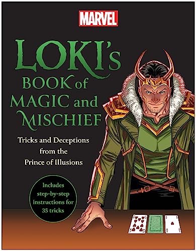 loki's book of magic and mischief book cover showing Loki with three playing cards