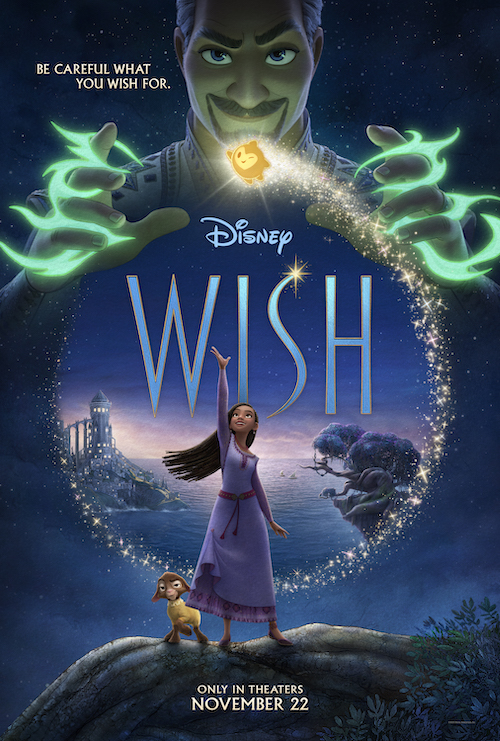 Wish review and film poster showing goat and teenage girl reaching for the stars