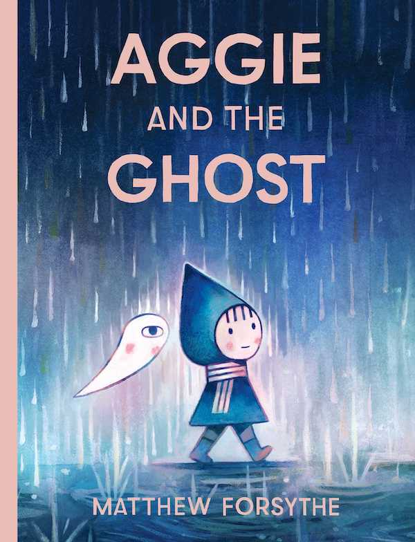 Aggie and the ghost picture book cover showing a ghost and a little girl walking together