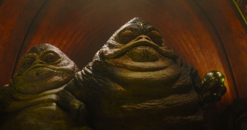 The Mandalorian and Grogue movie still showing the Hutt Twins.